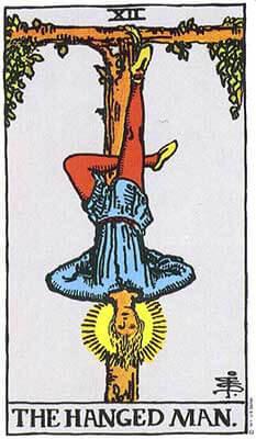 hanged man rider waite card