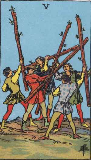 five of wands, rider-waite