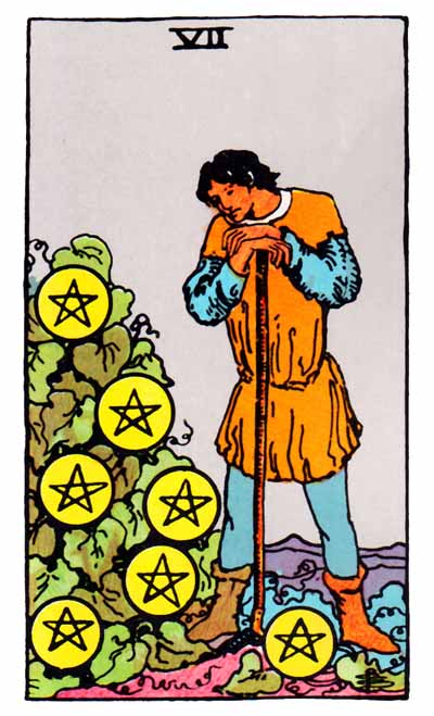 seven of pentacles, rider-waite