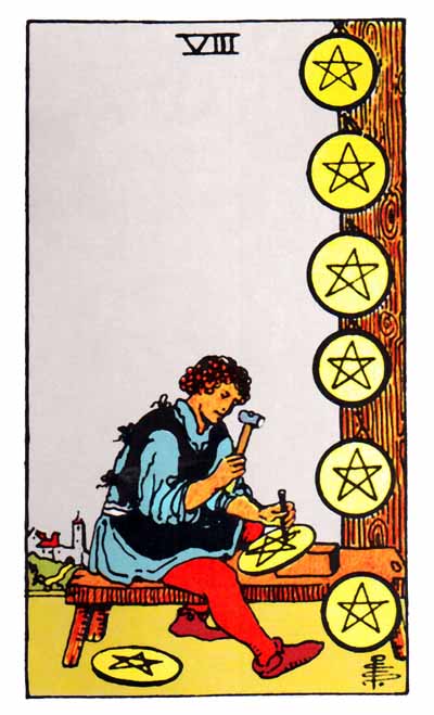 eight of pentacles, rider-waite