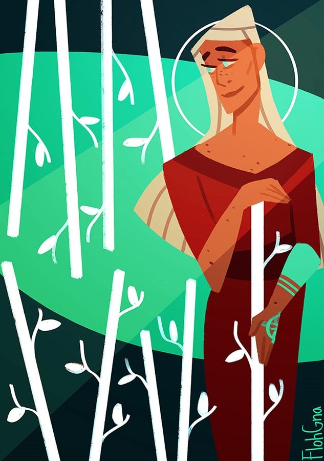 nine of wands illustration