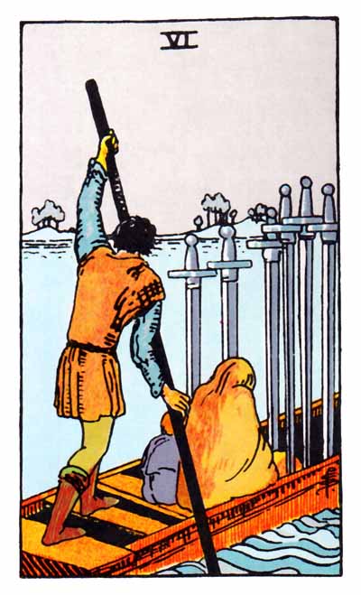 six of swords card, rider-waite