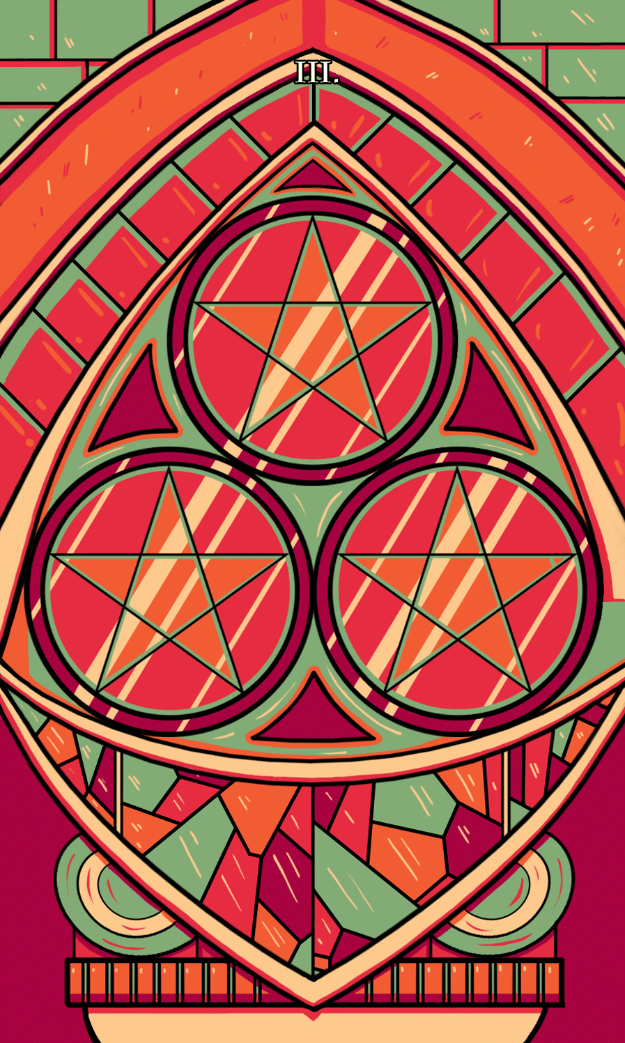 three of pentacles tarot illustration