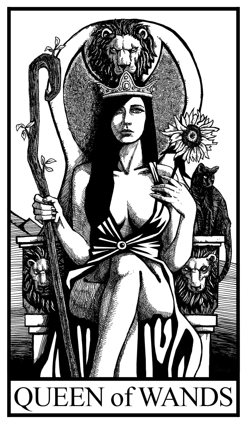 queen of wands illustration