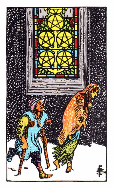 5 of pentacles rider-waite