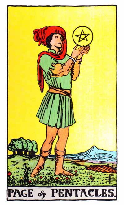 page of pentacles, rider-waite